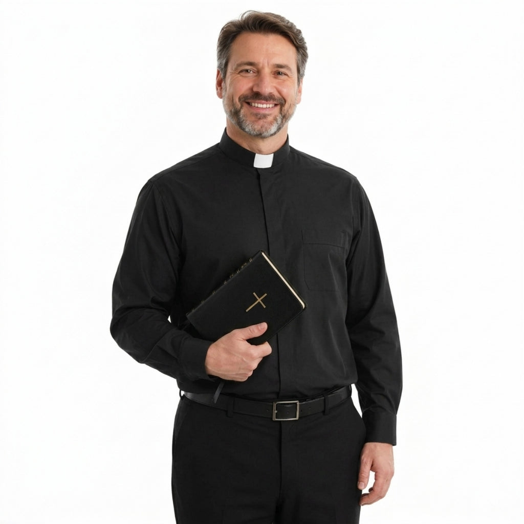 Blessume Men's Clergy Shirt - Long Sleeve Tab Collar