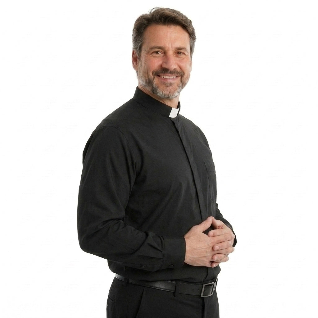Blessume Men's Clergy Shirt - Long Sleeve Tab Collar