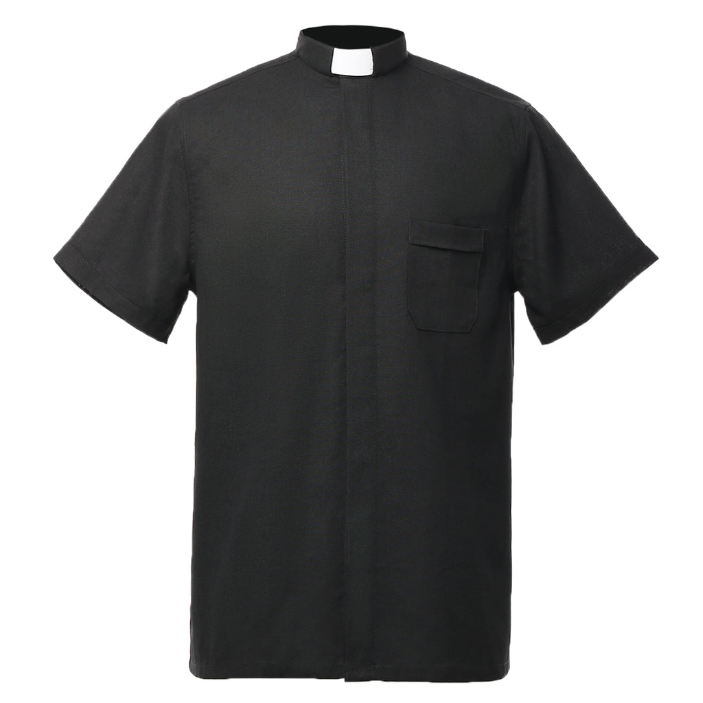 Blessume Men's Short Sleeve Clergy Shirt with Tab Collar