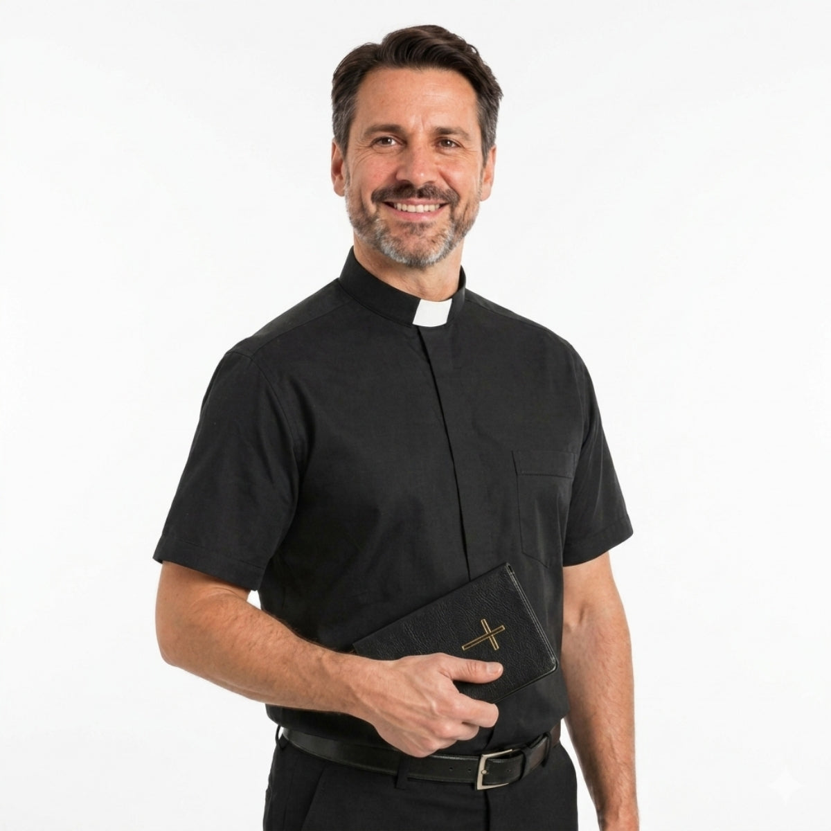 Blessume Men's Short Sleeve Clergy Shirt with Tab Collar