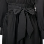Blessume Women's Clergy Maxi Dress Long Sleeve with Belt & Tab Collar for Ministry