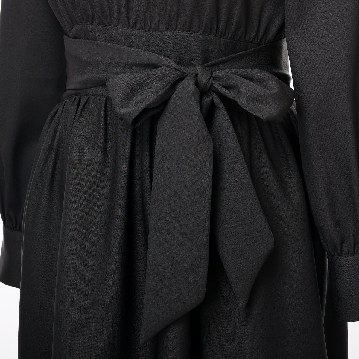 Blessume Women's Clergy Maxi Dress Long Sleeve with Belt & Tab Collar for Ministry
