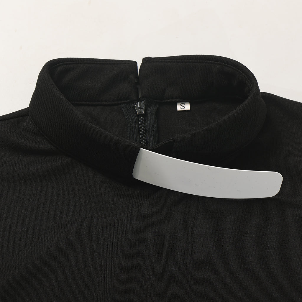 Blessume Elbow Sleeve Clergy Blouse with Tab Collar