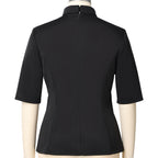 Blessume Elbow Sleeve Clergy Blouse with Tab Collar