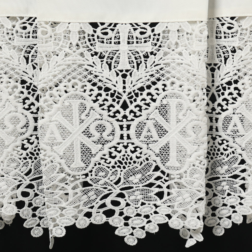 Blessume White Square Neck Clergy Surplice with Lace