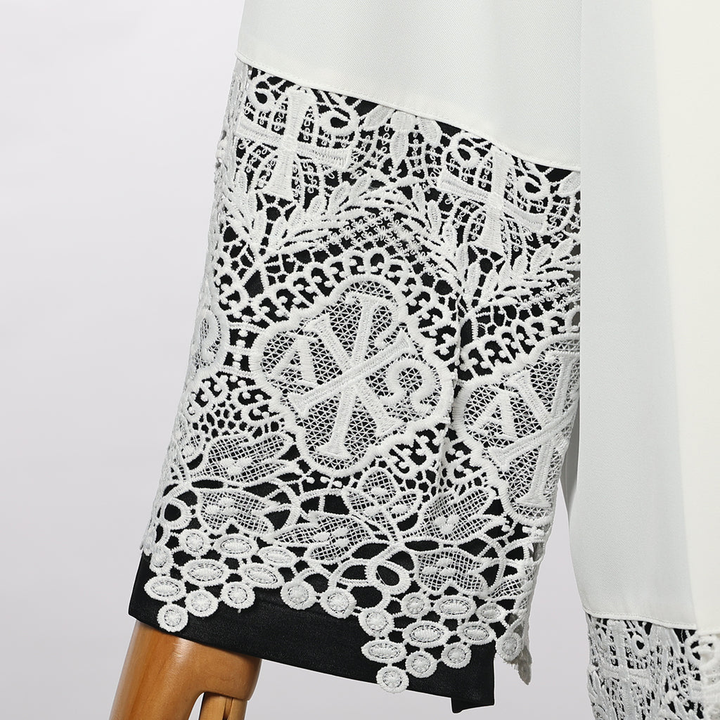 Blessume White Square Neck Clergy Surplice with Lace