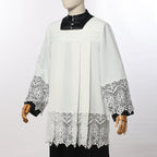 Blessume White Square Neck Clergy Surplice with Lace