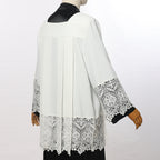 Blessume White Square Neck Clergy Surplice with Lace