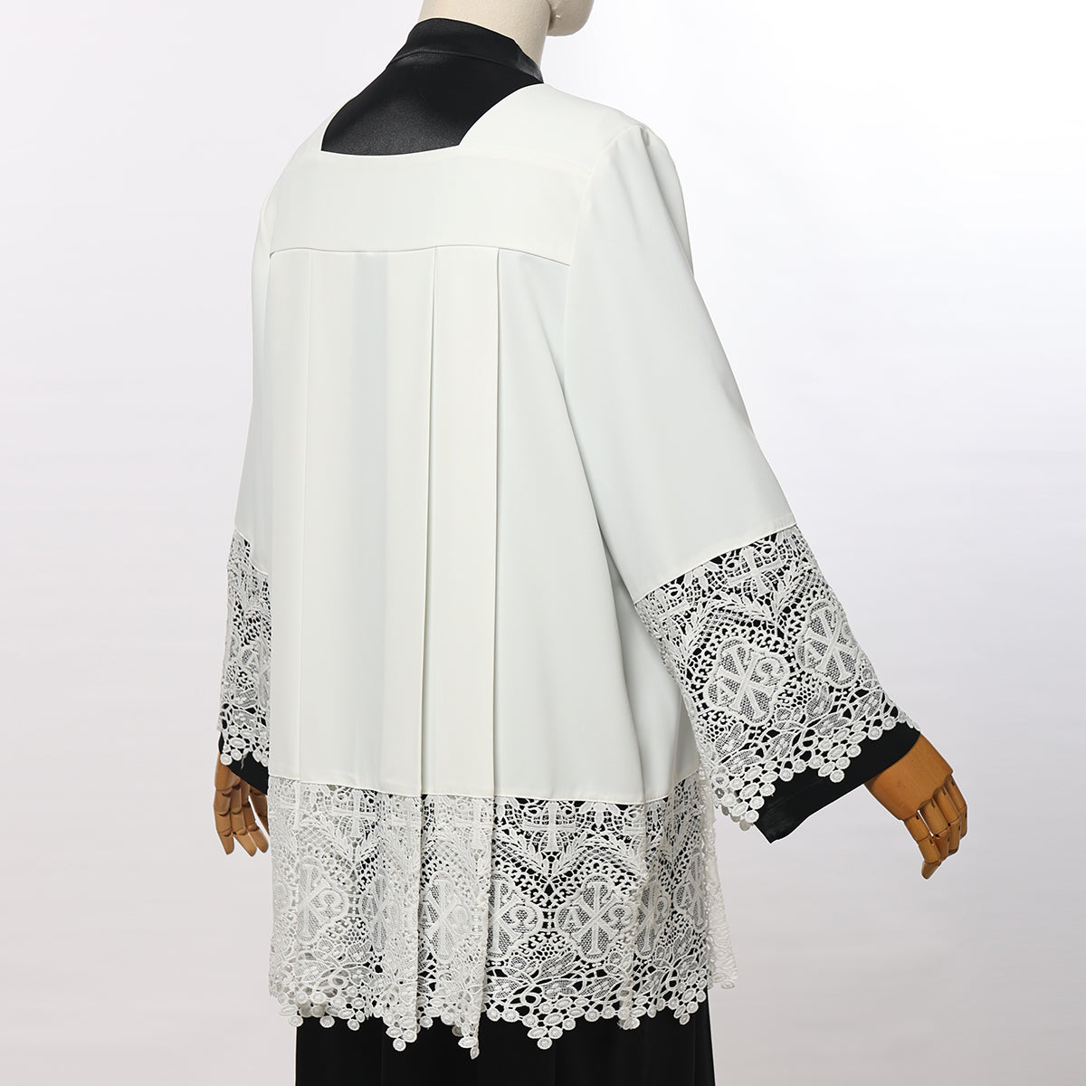 Blessume White Square Neck Clergy Surplice with Lace
