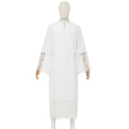 Blessume White Clergy Alb with Lace - Zipper Front Stand Collar