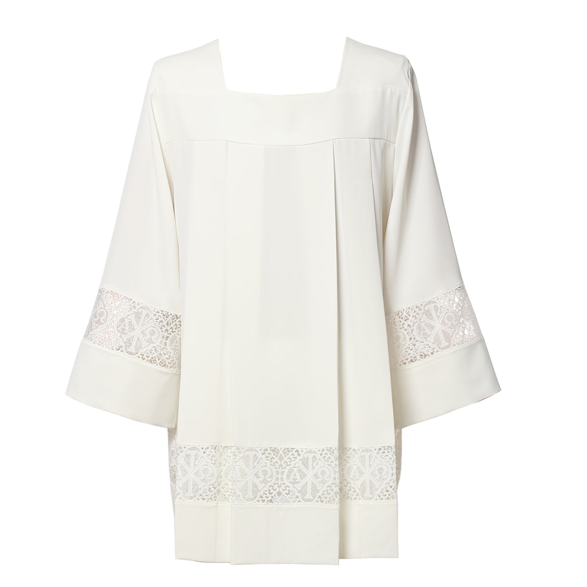 Blessume Clergy Surplice with Lace Inserts and Roman Square Neck
