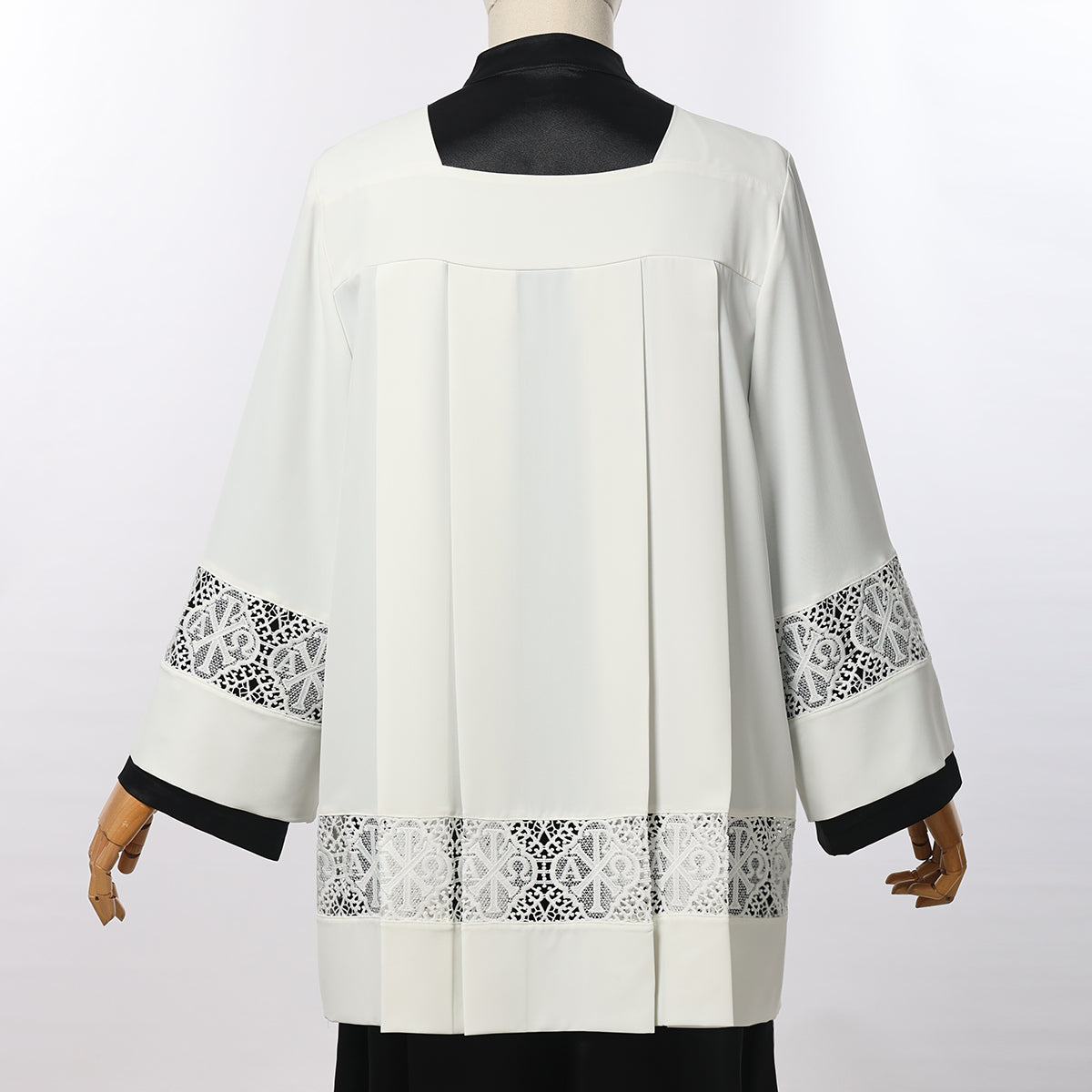 Blessume Clergy Surplice with Lace Inserts and Roman Square Neck