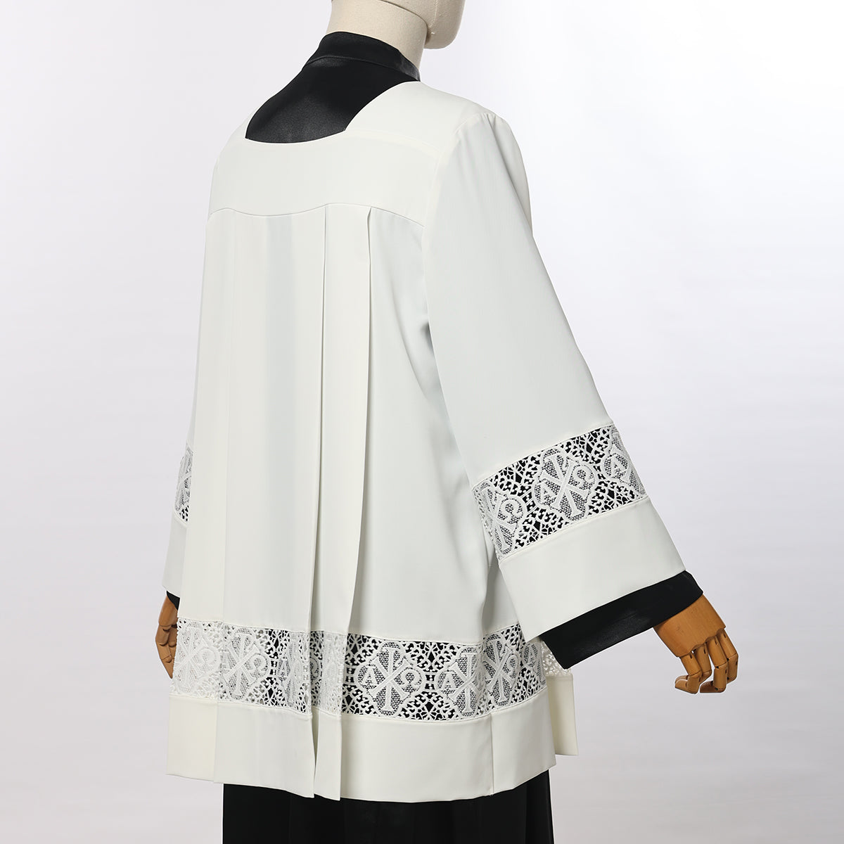 Blessume Clergy Surplice with Lace Inserts and Roman Square Neck