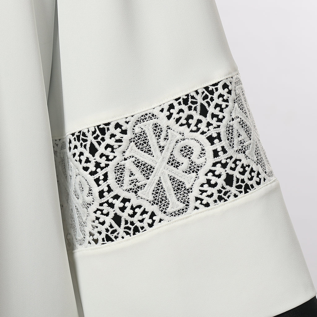 Blessume Clergy Surplice with Lace Inserts and Roman Square Neck