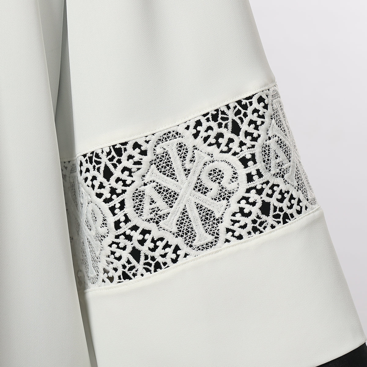 Blessume Clergy Surplice with Lace Inserts and Roman Square Neck