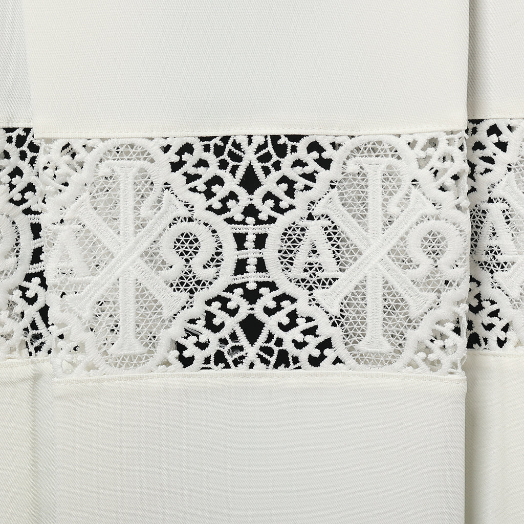 Blessume Clergy Surplice with Lace Inserts and Roman Square Neck