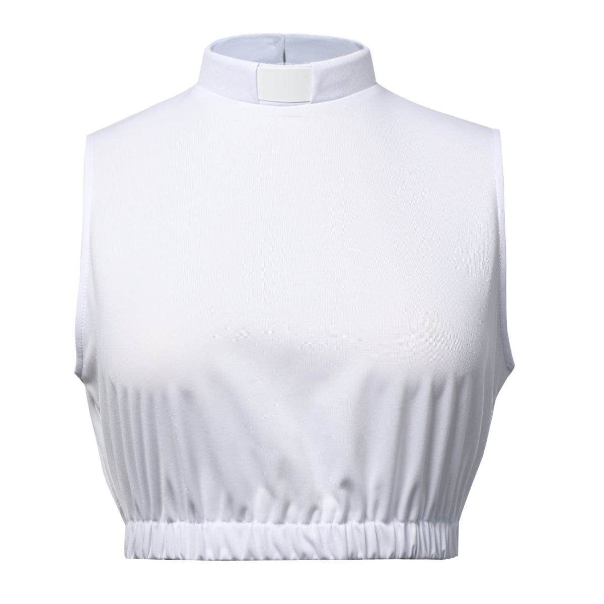 Blessume Women's Sleeveless Clergy Crop Top Shirt with Tab Collar