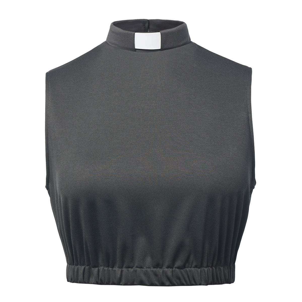 Blessume Women's Sleeveless Clergy Crop Top Shirt with Tab Collar