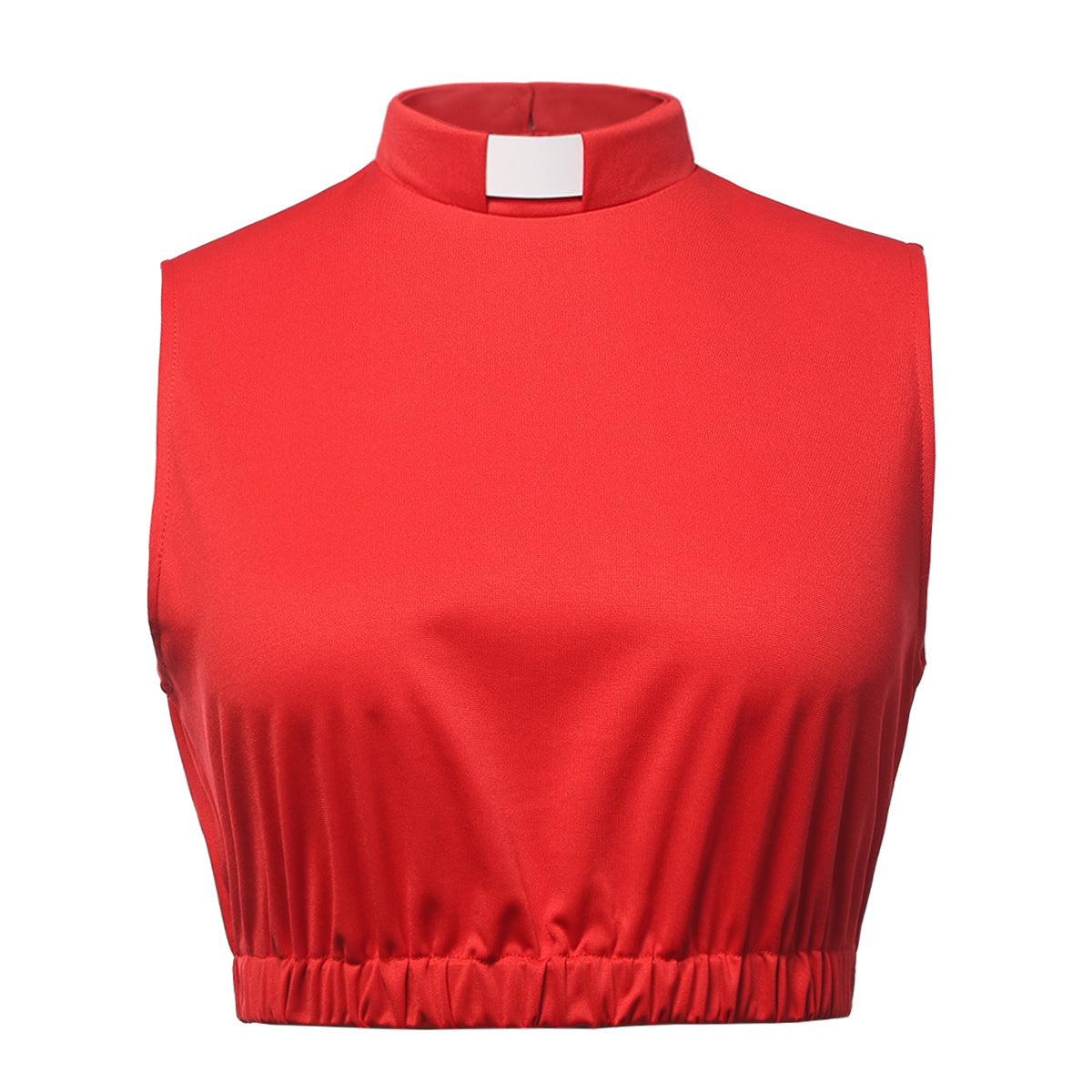 Blessume Women's Sleeveless Clergy Crop Top Shirt with Tab Collar