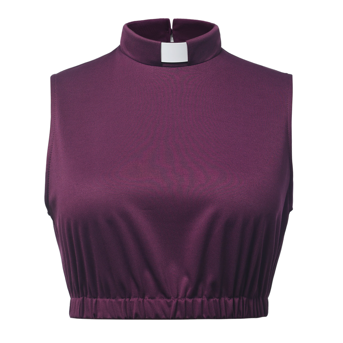 Blessume Women's Sleeveless Clergy Crop Top Shirt with Tab Collar