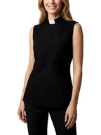 Clergy Shirts for Women - Sleeveless Tab Collar T-Shirt Pastor Minister Priest Outfit, Church Priest Costume Top