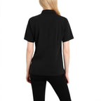 Women's Short Sleeve Clergy Shirt Tab Collar Hidden Button Placket Pastor Minister Preacher Blouse