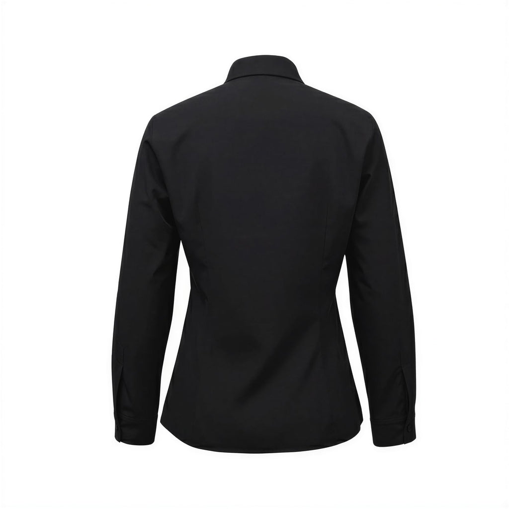 Women's Long Sleeve Tab Collar Clergy Shirt Regular Fit Hidden Placket Blouse for Pastor Minister Church Attire