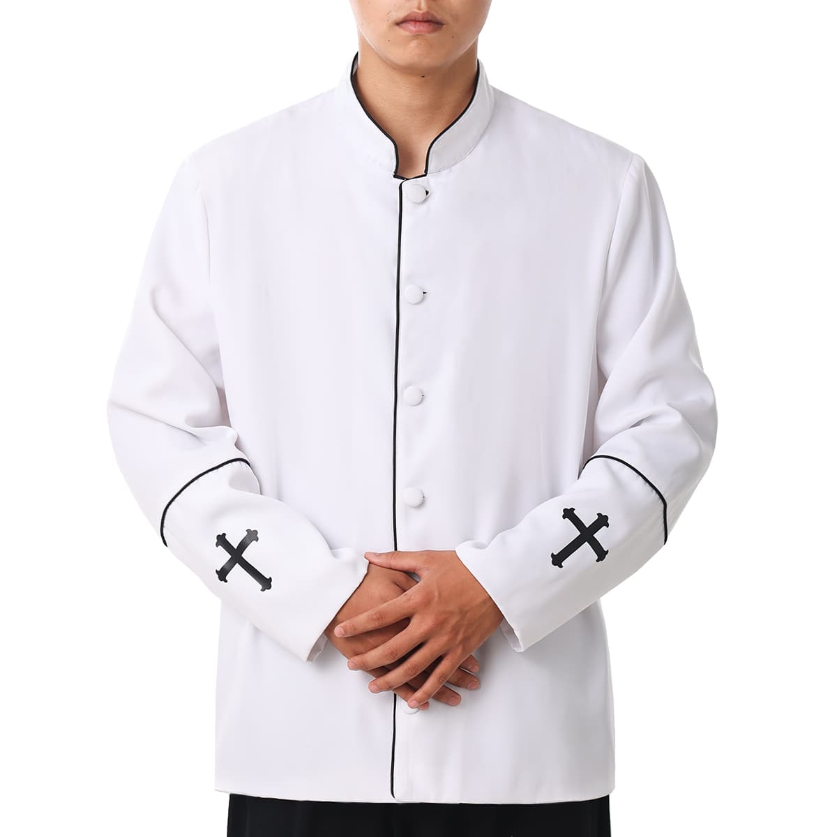 Blessume Cross Embroidered Men's Clergy Style Shirt