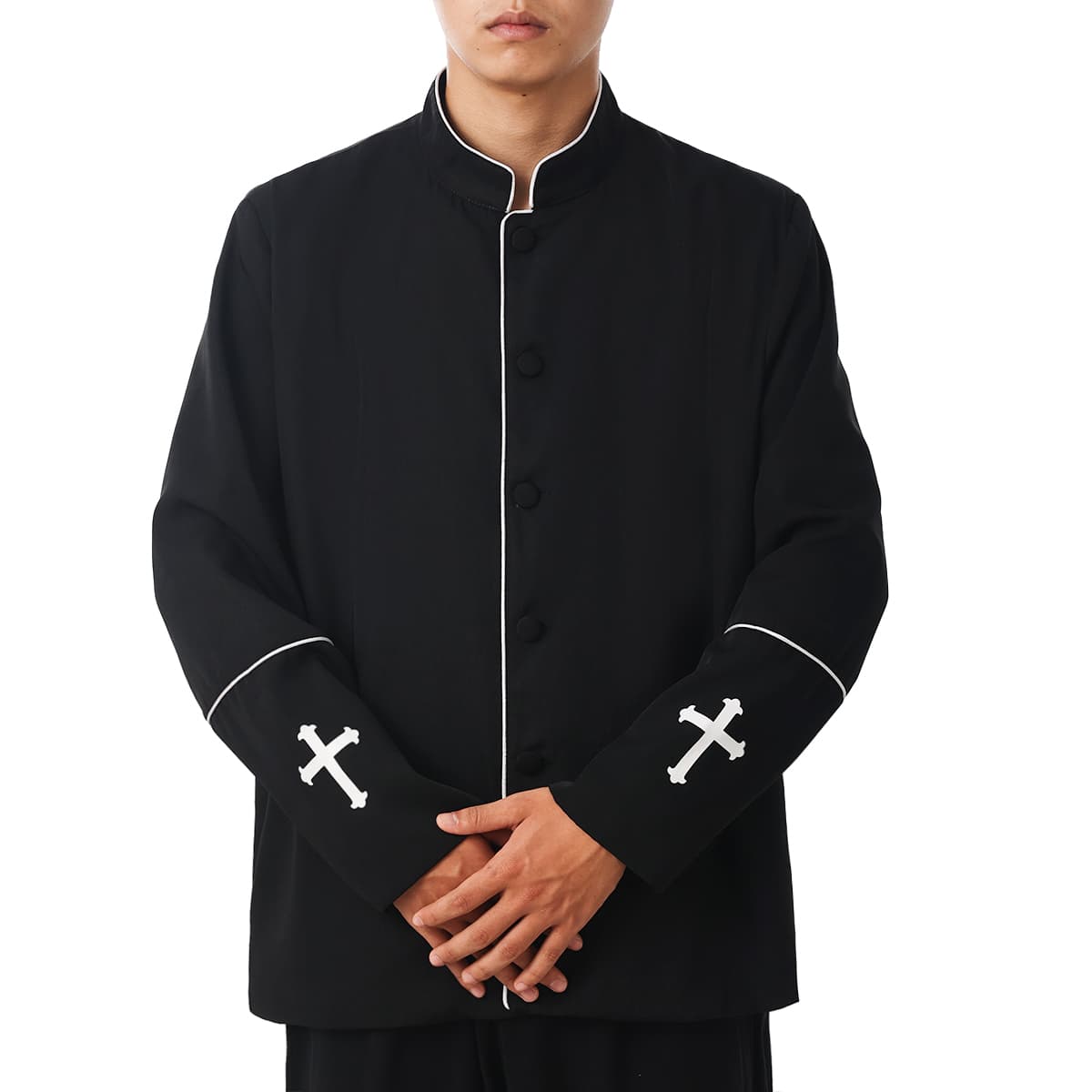 Blessume Cross Embroidered Men's Clergy Style Shirt