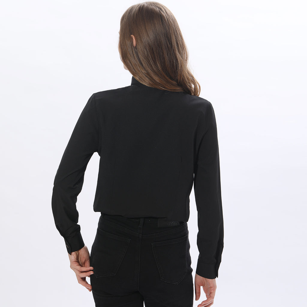 Blessume Women's Tab-Collar Clergy Shirt Hidden Button Long-Sleeve Blouse