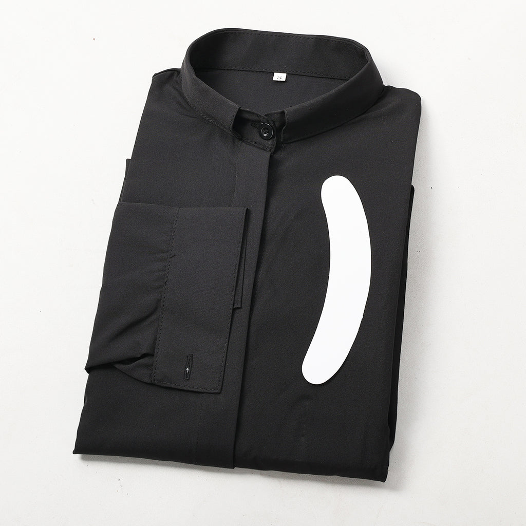 Blessume Women's Tab-Collar Clergy Shirt Hidden Button Long-Sleeve Blouse