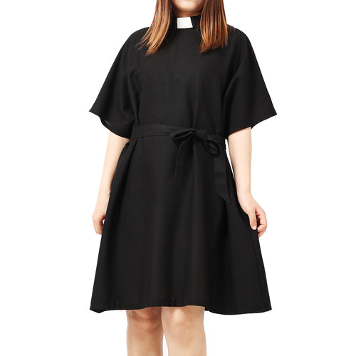 Blessume  Women's Clergy Dress - Short Sleeve Pastoral Dress with Waist Tie