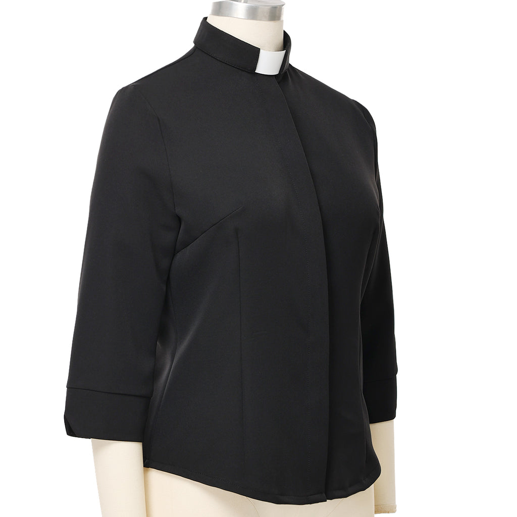 Blessume Women's 3/4 Sleeve Clergy Shirt with Tab Collar