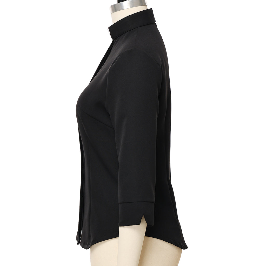Blessume Women's 3/4 Sleeve Clergy Shirt with Tab Collar