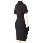 Blessume Women's Tab Collar Clergy Pencil Dress with Side Ruffles