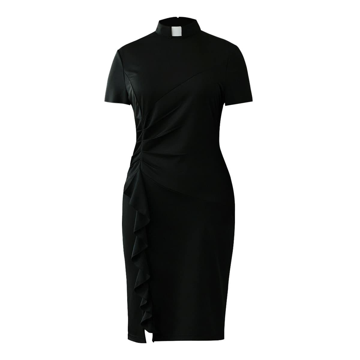 Blessume Ruffle-Hem & Slim-Fit Clergy Pencil Dress