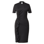 Blessume Ruffle-Hem & Slim-Fit Clergy Pencil Dress