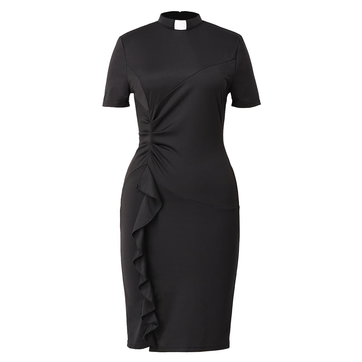 Blessume Ruffle-Hem & Slim-Fit Clergy Pencil Dress