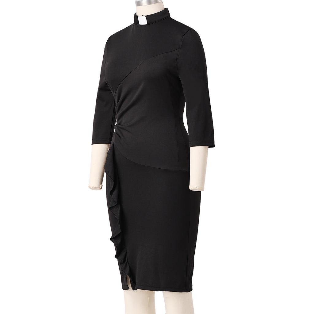 Blessume Ruched-Side & Slim-Fit Clergy Pencil Dress