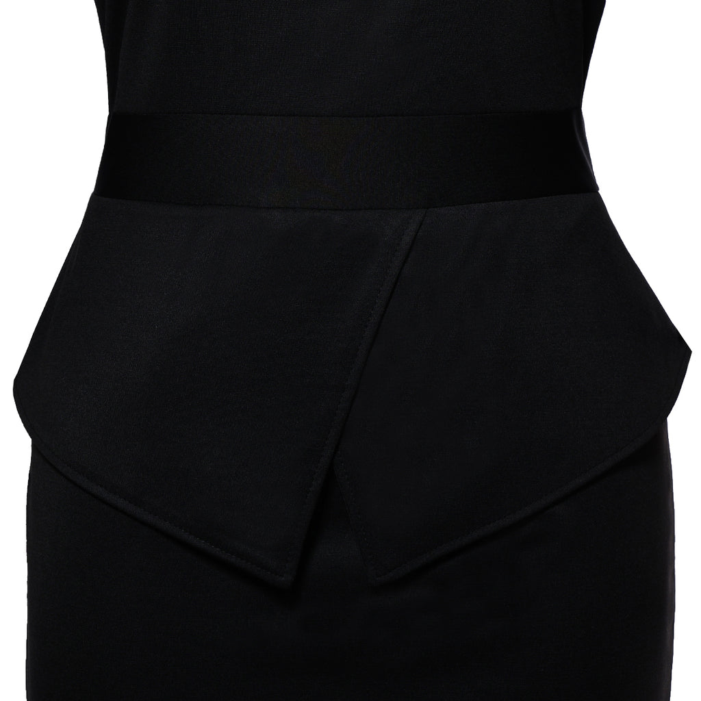 Blessume Women's Short Sleeve Clergy Peplum Pencil Dress with Tab Collar