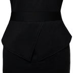 Blessume Women's Short Sleeve Clergy Peplum Pencil Dress with Tab Collar