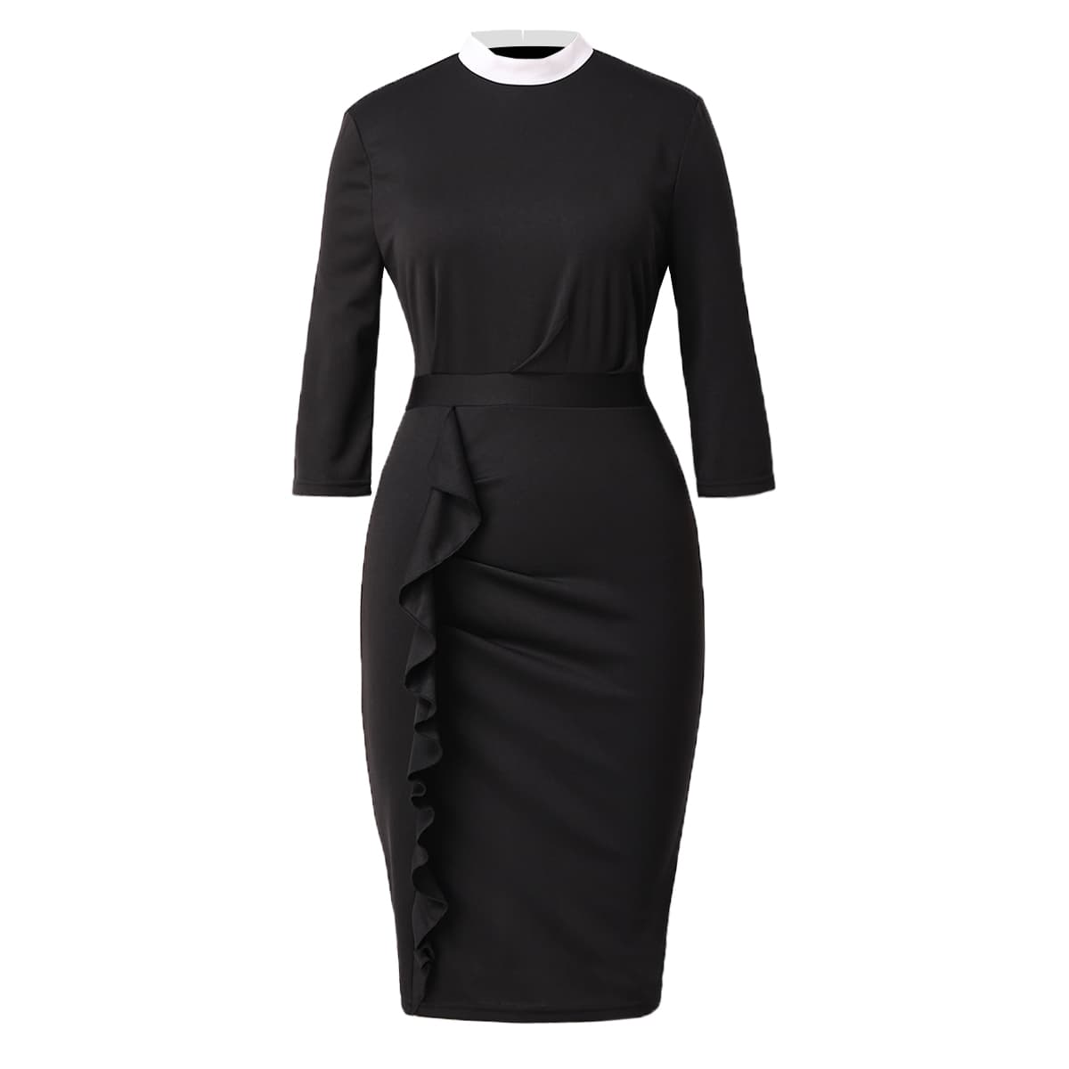 Blessume Slim Fit & Ruffle Hem Clergy Pencil Dress
