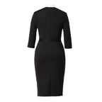 Blessume Women's 3/4 Sleeve Ruched Clergy Pencil Dress with Side Ruffle
