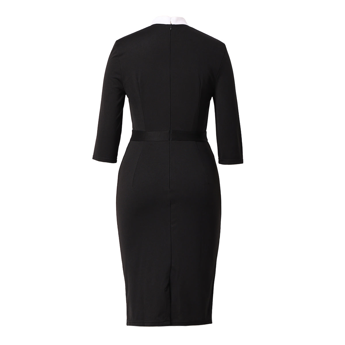 Blessume Women's 3/4 Sleeve Ruched Clergy Pencil Dress with Side Ruffle