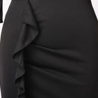 Blessume Women's 3/4 Sleeve Ruched Clergy Pencil Dress with Side Ruffle