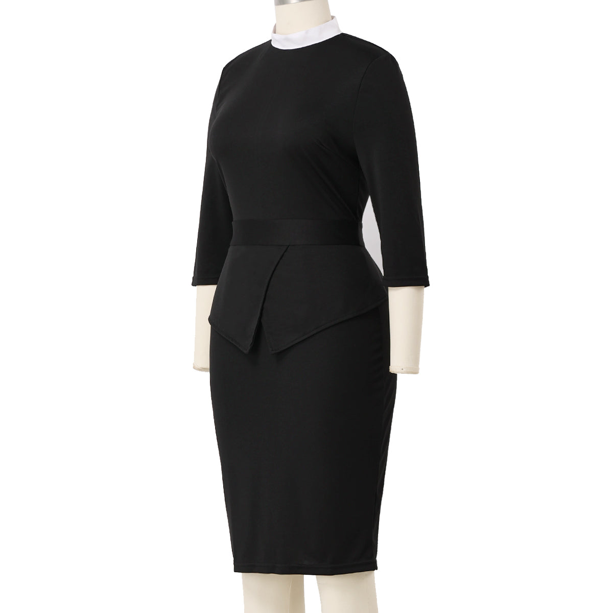 Blessume Stand-Collar & Side-Slit Clergy Pencil Dress