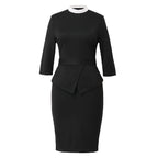 Blessume Stand-Collar & Side-Slit Clergy Pencil Dress