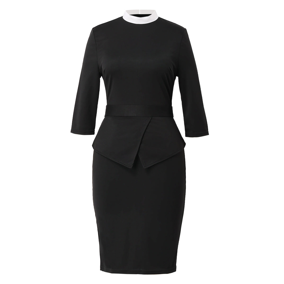 Blessume Stand-Collar & Side-Slit Clergy Pencil Dress