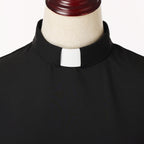 Blessume Women's Clergy Maxi Dress Elegant A-Line with Tab Collar & Waist Tie