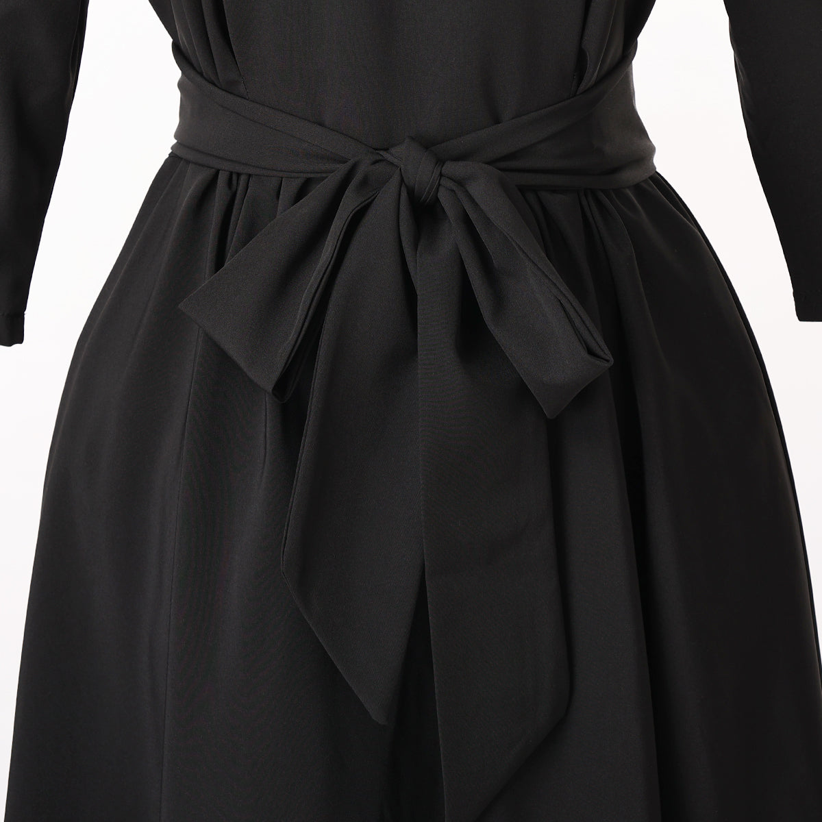 Blessume Women's Clergy Maxi Dress Elegant A-Line with Tab Collar & Waist Tie